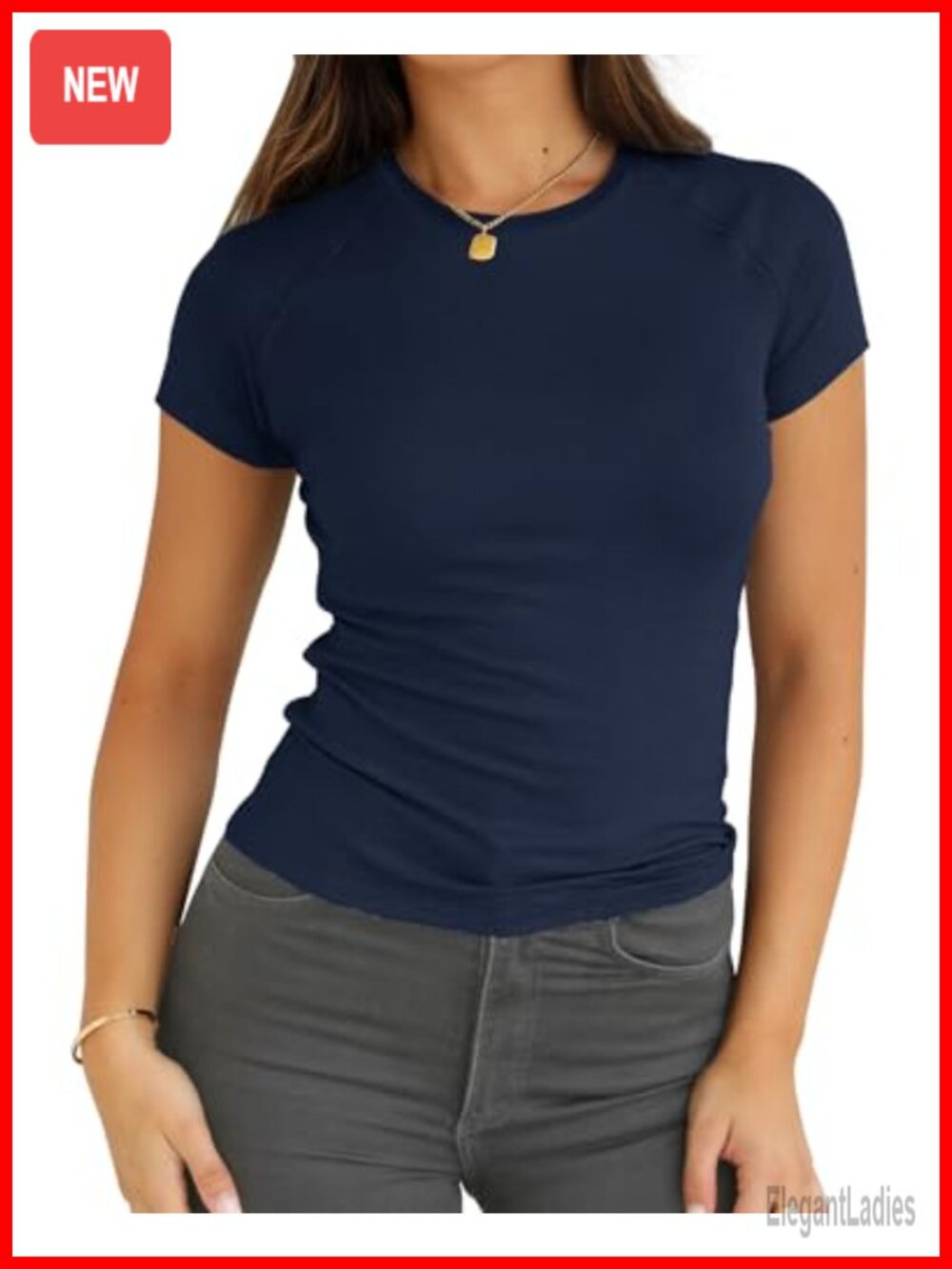 Ribbed Slim Fit Crewneck Raglan Sleeve Crop T Shirt Women